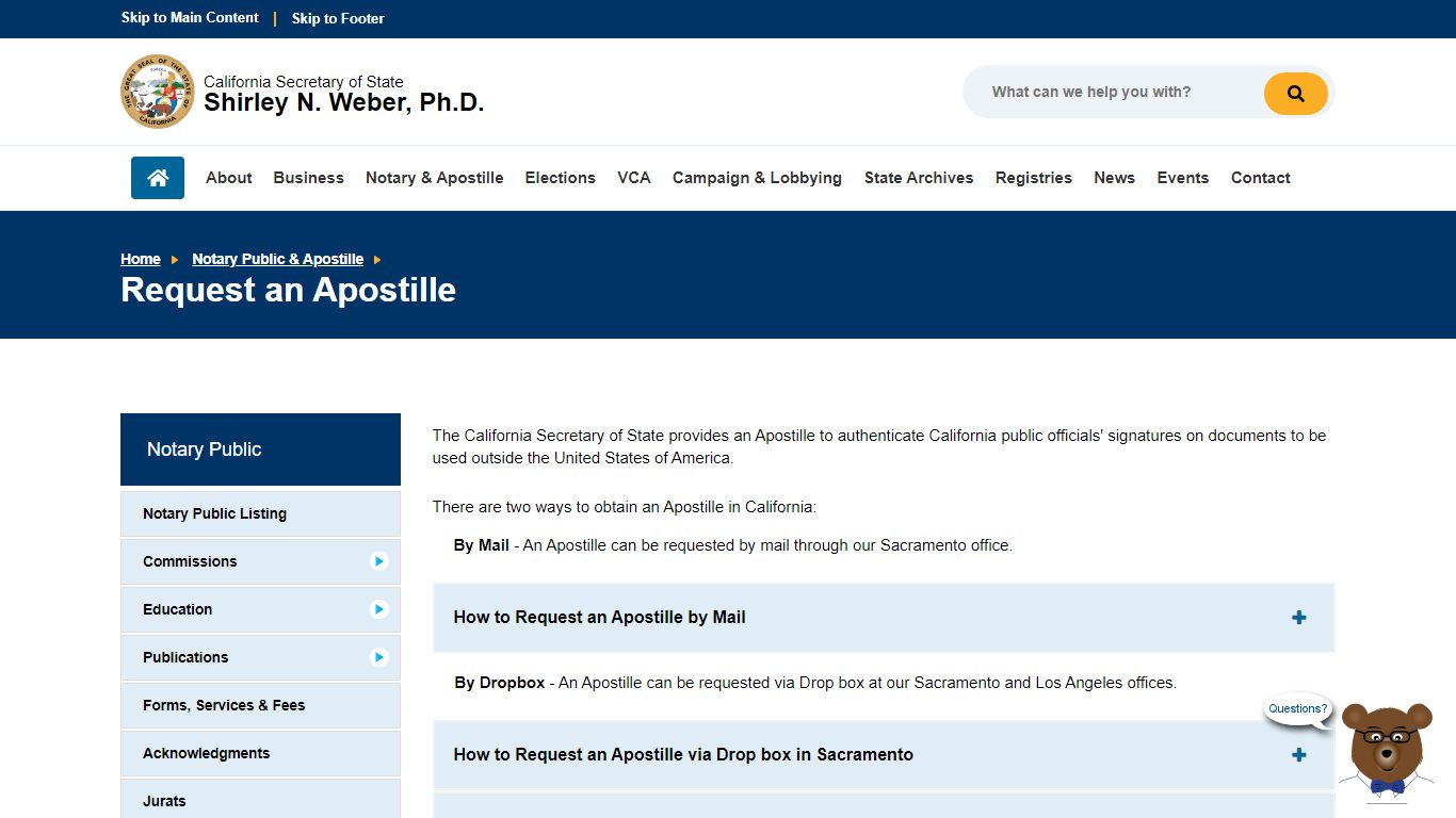 Request an Apostille :: California Secretary of State